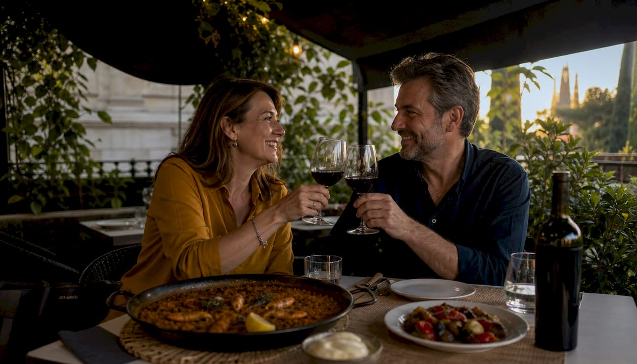 Platos típicos de la cocina catalana servidos en la mesa