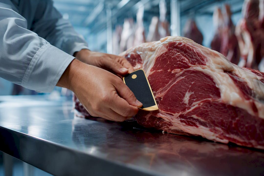 Etiqueta adjunta a la carne de ternera